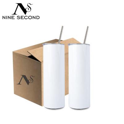 China 20oz Sublimation Tumbler Straight Mugs Double Wall Stainless Steel Viable Empty Tumbler With Lid And Straw for sale