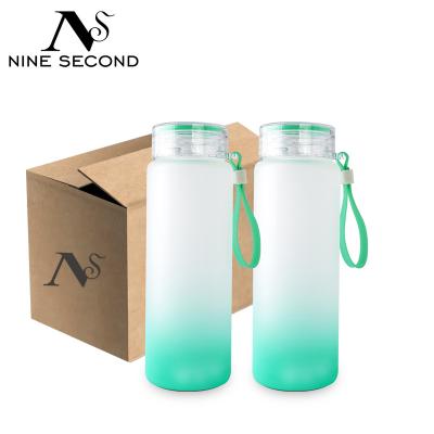 China Sublimation Viable Wholesale Frosted Water Bottle With Straw Motivational Water Bottle Gym Fitness Sports Gradient Water Bottles for sale