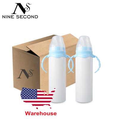 China New Arrival 8oz Sublimation Viable Sippy Cups Blank DIY Baby Milk Bottle With Handle Stainless Steel Kids Drinking Tumbler for sale