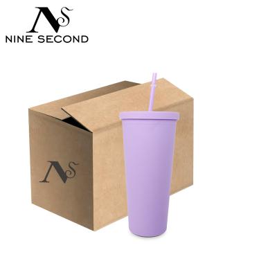 China 16oz 450ml Matte Acrylic Tumbler Tumbler Clear Acrylic Lean Double Walled Plastic Hot Viable Cups Double With Straw for sale