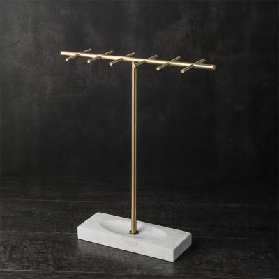 China Custom Made Brass Earring Rack Anti-Oxidation Bar Furniture Metal Card Necklace Holder Jewelry Display for sale