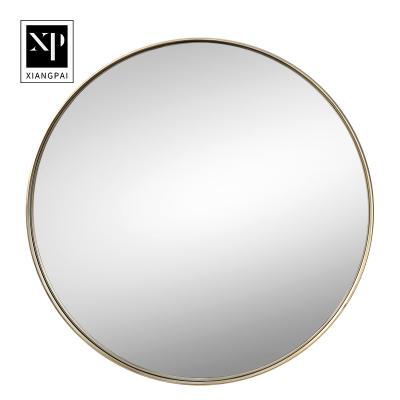 China Minimalist Mirrored Wall Clock Design Wall Hanging Stainless Steel Frame Decorative Mirror for sale