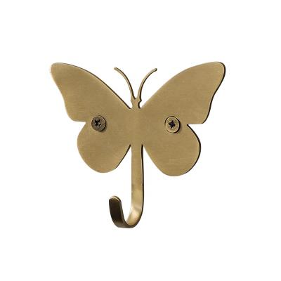 China Antioxidation Butterfly Modern Design High Quality Brass Bathroom Clothes Hooks Wall Hanger Robe Hook for sale