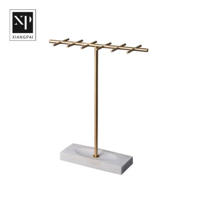 China Multifunctional Anti-Oxidation Beautiful Stand Holder Shop Display Brass Marble Jewelry Display Stand for sale