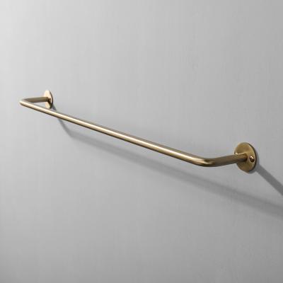 China Eclectic Nordic Copper Towel Rack With Long Rack Simple Gold Color Bathroom Kitchen Hardware Hook Pure Copper Towel Rack for sale