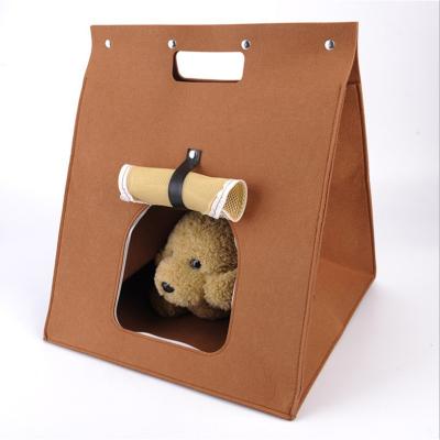 China Factory Price Breathable Pet Cages Carriers Fashion House Shape Felt Pet House Bed Caves for sale