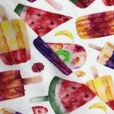 China 2021 fashion custom knitting tank top anti-static cotton printed fabric watermelon fabric NO MOQ printing for sale