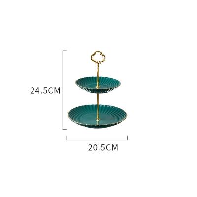 China Viable nordic style gold rim rose porcelain cake pldate cake stand for wedding cake stand for sale