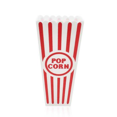 China Classic Red and White Striped Plastic Microwavable Popcorn Container, Family Home Plastic Popcorn Bucket for sale