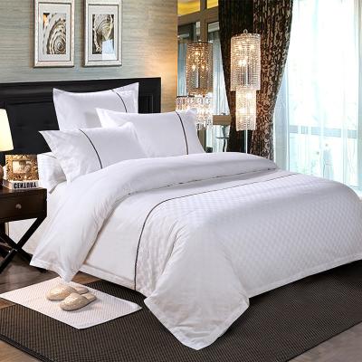 China JR525 Disposable Five Star Luxury Queen Size Hotel White Cotton Bed Linen for sale