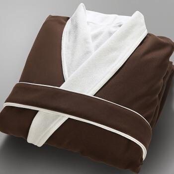 China Breathable Double Layer Cotton Feeling Luxury Satin Fabric 100% Silk Bathrobe for sale