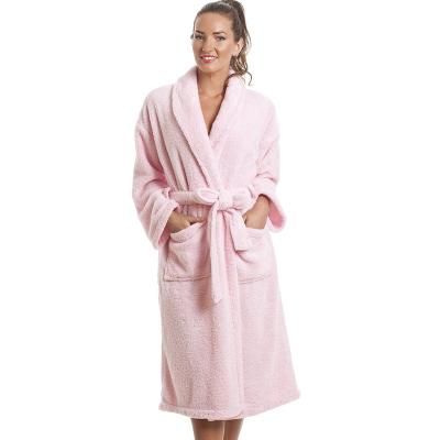 China Breathable Orange Turkish Coral Fleece Flannel Cotton Women Long Bathrobe for sale