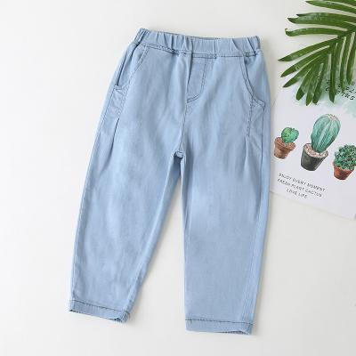 China Hip Hop Children's Jeans 2021 Spring And Autumn New Boy's Ice Silk Loose Denim Girls Korean Jeans Casual Pants for sale