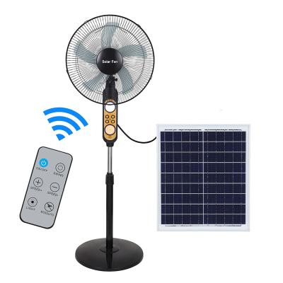 China 16 Inch 12V Dc Solar Fan Hotel Rechargeable Cheap Price Rack Solar Powered AC DC Fan Solar Fan With Remote Controller for sale