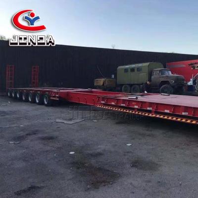 China Jinda Direct Supplier Hot Sale Truck Trailer In Uzbekistan Extendable Wind Blade Telescopic Trailer Flat Bed Trailer for sale