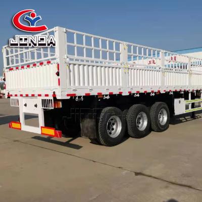 China Semi Truck Trailer Factory Direct Sale JINDA 3 Axle Side Wall Trailer 40T Single Tire Curtain Side Trailer For Sale for sale