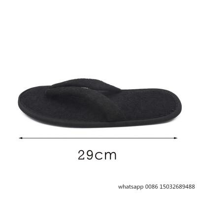 China Black Open Toe Flip Flops Closed Toe Flip Flops for Hotel and Spa Disposable Black Terry Flip Flops SPA Slippers for sale