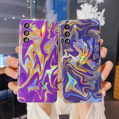 China Full Anti-drop Giltter Laser Protected Phone Case For Samsung Luxury TPU Marble Plating Phone Case for sale