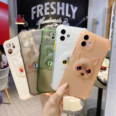 China Anti-fall Cat Eyes Cartoon Luminous Phone Case for Iphone 13 designer Luxury Phone Case of night light TPU for sale