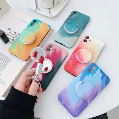 China 2021 New Arrival IMD Anti-fall Watercolor Phone Case Best Quality Makeup Mirror Phone Case For Iphone 13 for sale