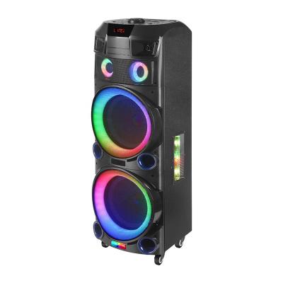 China NDR-7022 Wireless Dual 12 Inch Wooden Karaoke System DJ System Home Theater Powerful Rechargeable Portable BT Speaker for sale