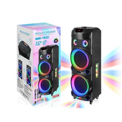 China Factory NDR-7022 partybox 1000 High FIDELITY high power 100W stock wireless rechargeable portable partybox speaker double 12 inches for sale