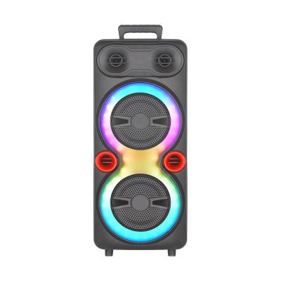 China Guangzhou NDR-F88 LED Flashing Light Dual Mini Size Woofer Plastic Cabinet 8 Inch Indoor Portable Karaoke Speaker Professional Party PA Speaker for sale