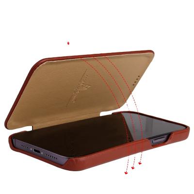 China Custom Made Genuine Leather Price Shockproof Deer Horse Cross - Body Phone Cover For IPhone XS/XR Pro Max for sale