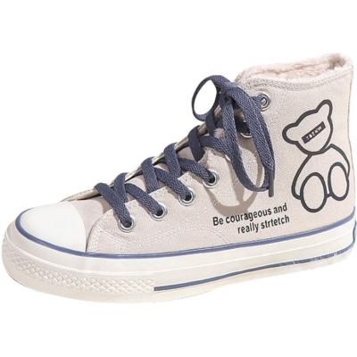 China Fashion trend Sweetlight new autumn winter bottoms add plush high top student board shoe canvas shoes for sale