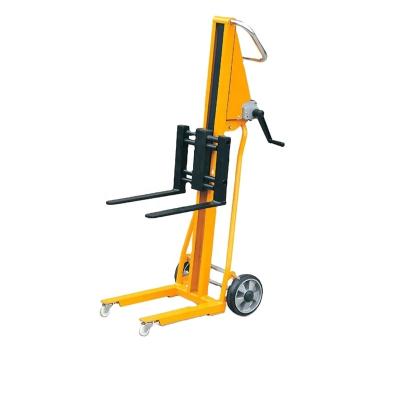 China Building Material Stores Mini Hand Winch Fork Lift Capacity 120KG Stacker for sale