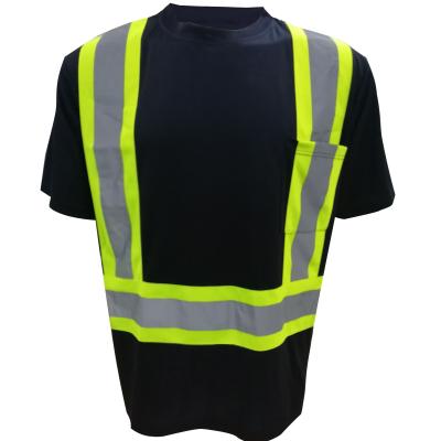 China 100% Polyester Birdeye Short Sleeve Reflective Safety T Shirt With Contrasting Color Safety Safety T Shirt For Men for sale