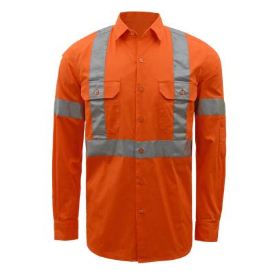 China Multiple Scenes Application Wholesale Australia Cotton Workwear 100% Drill Safety Shirt for sale