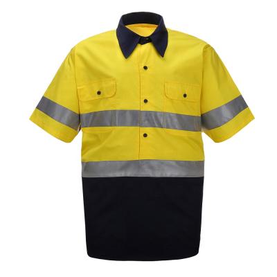 China Multiple Scenes Application Custom Logo Wholesale Cotton Drill Reflective Workwear Safety Shirts for sale