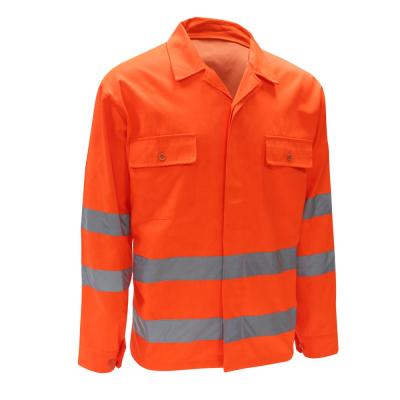 China Multi Scenes Application Custom Made Long Sleeve Men's Orange Safety Hi Vis Reflective PPE Polyester Work Shirt for sale