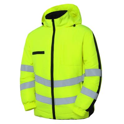 China Custom High Visibility Water Proof Safety Jacket Vest Waterproof Construction Stripe Reflective Jacket For Men for sale