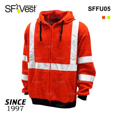 China Polyester PK Fleece Wholesale Fluorescent Red Canada Winter Construction Traffic Safety Officers Hi-Force Clothing Warm Working 100% Reflective Jacket for sale