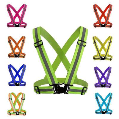 China Reflective Elastic Safety Vest Strap Safety Vest Belt Straps Pink Reflective V-Shape Adjustable Reflective Adjustable Strap for sale