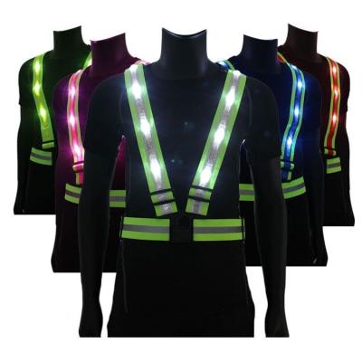 China LED FLASH Led Safety Vest China Factory Wholesale Custom Waterproof Adjustable Suspenders Safety Reflective Vest for sale