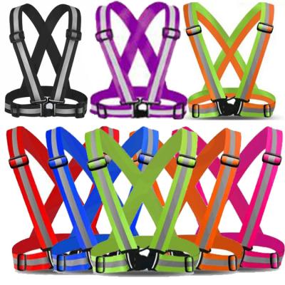 China Adjustable High Visibility Safety Suspender Straps Invest High Gloss Elastic Stripes Reflective Suspender for sale