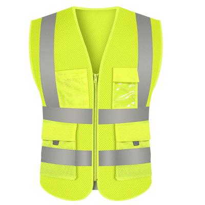 China Work Wear Vest Jacket Reflective Tape Mesh Fabric Construction Security Safety Invest Reflective Clothing for sale