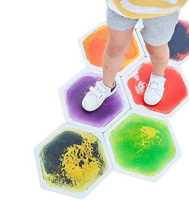 China New Arrival Kindergarten 3D Home Theater Nursery Room Eco-Friendly Liquid Sensory Flooring Removable Rubber Liquid Floor Tiles For for sale