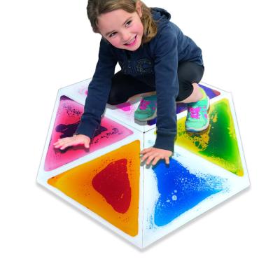 China Eco-friendly non-toxic non-toxic color kindergarten sensory liquid floor tiles PVC kids floor hopscotch play games liquid 3d floors for sale