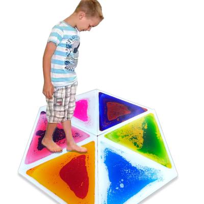 China Kindergarten Non-Toxic Non-Toxic Liquid Triangle 3D Flooring Eco-friendly Playroom Tile Liquid Sensory Mat Children Sensory Equipment for sale