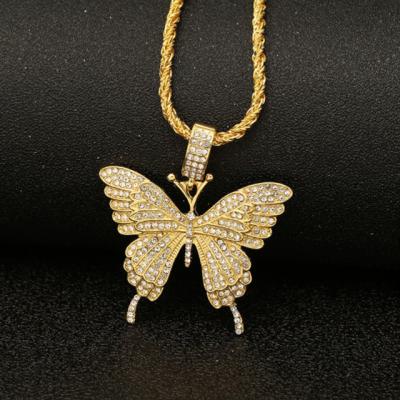 China European American Jewelry Diamond Butterfly Multicolor Hip Hop Fashion Hip Hop Pendant for sale