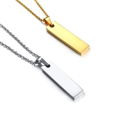 China Custom Trendy Stainless Steel Bar Engraved Nameplate Trendy Personalized Necklace for sale