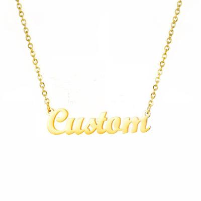 China Classic Fashion TRENDY Jewelry 18K Gold Plated Custom Name Plate Necklace Gold For Women for sale