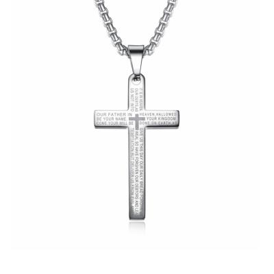 China Stainless Steel CLASSIC Jesus Christian Scripture Cross Necklace Men for sale