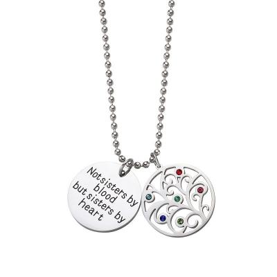 China FASHIONABLE Silver Pending Birthstone Charm Pendants Runes Tree Around Pendant Necklace for sale