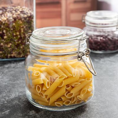 China Freshness Preservation 1000ml Dangle Decorative Glass Jar Storage Jars Clip Top Glass Top Glass Jar for sale