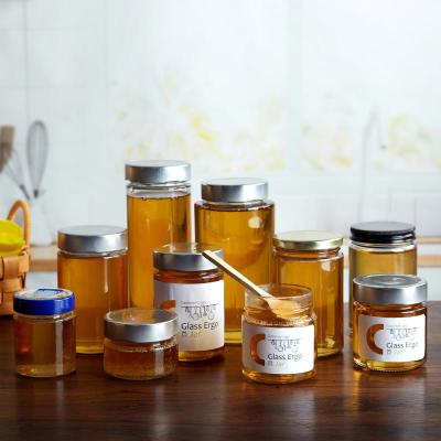 China Factory Produced Empty Clear Round Glass Viable 3oz 4oz 6oz 8oz 10oz 12oz 14oz 25oz Food Grade Honey Jar for sale